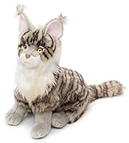 Uni-Toys - Maine-Coon-Katze, sitzend (grau) - 30 cm (Höhe) - Plüsch-Katze - Plüschtier, Kuscheltier