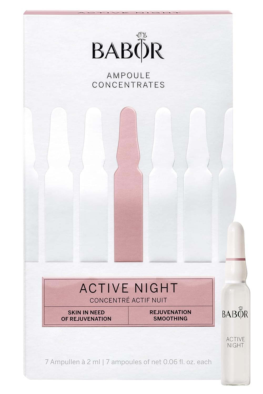 BABOR Active Night, Aufbauende Serum Ampullen für das Gesicht, Für eine verbesserte Hautregeneration, Vegane Formel, Ampoule Concentrates, 7 x 2 ml
