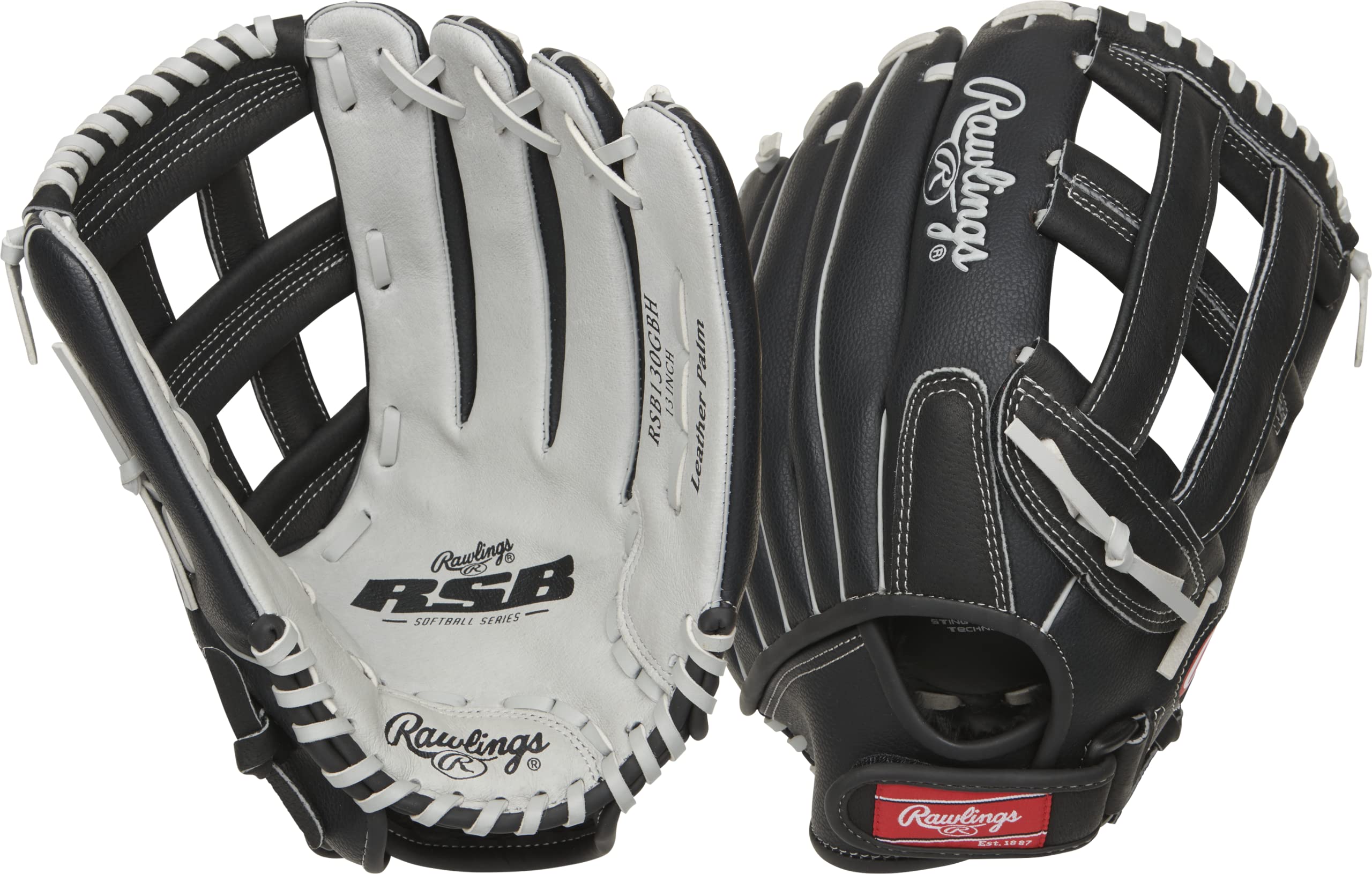 Rawlings Unisex-Erwachsene RSB130GBH-6/0 13 H/NFC Softball-Handschuh, schwarz/grau, 13 inch