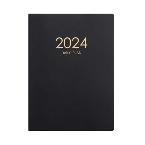 Lwaviwer 2024 Schwarz Plan Notizbuch Kalender Verdickter Tagesplan Notizbuch Wochennotizbuch Büro Schulbedarf