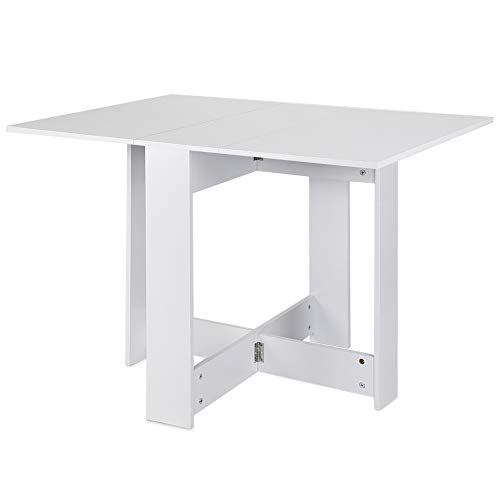MUPAI Klapptisch/Esstisch/Küchentische/Schreibtisch - Platzsparend (Reines Weiß, 103x76x73,4 cm)