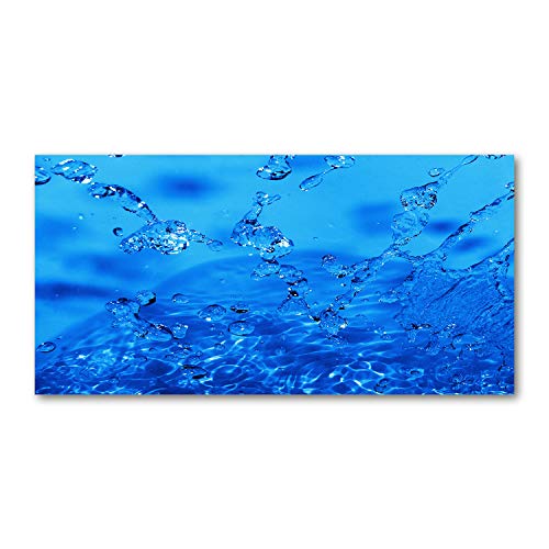 Tulup Glas-Bild Wandbild aus Glas - Wandkunst - Wandbild hinter gehärtetem Sicherheitsglas - Dekorative Wand für Küche & Wohnzimmer 100x50 - Sonstige - Wassertropfen - Blau