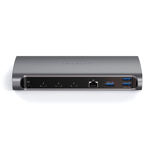 SATECHI Thunderbolt 4 Dock – 11-in-1 – Thunderbolt 4 Host Port, 3 Thunderbolt 4 Downstream Ports, 3 USB-A 3.2 Ports, USB-A 2.0 Port, SD-Kartenleser, GbE, Audiobuchse – Kompatibel mit M2 & M1 MacBook