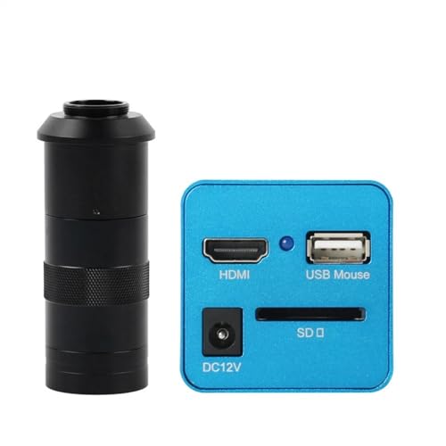 Mikroskop-Zubehör-Kit 1080P 307 Industrielle Digitale Videomikroskopkamera C-Mount-Kamera SD-Disk-Videorecorder Messkamera Mikroskopische Objektträger (Size : with 100x Lens)
