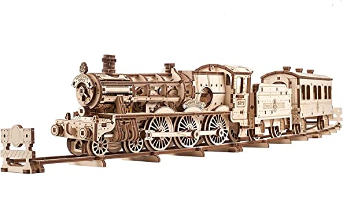 Ugears Harry Potter Hogwarts Express Modellbau Holzpuzzle Erwachsene - 3D Puzzle Modellbausatz Holz Zug Spielzeug Modell Mit Eisenbahn - Basteln Erwachsen Bausatz Enthält, Kutsche, 3 Figuren