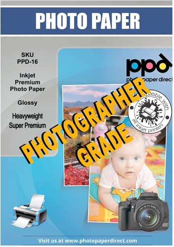 PPD 50 x A3 Inkjet Fotopapier 280g Glänzend Premium Plus Wasserfest, Sofort Trocken PPD-16-50