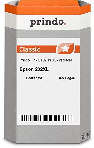 Prindo Epson 202 XL (C13T02H14010) Foto Schwarz Tintenpatrone - Alternative Druckerpatronen - Druckerzubehör geeignet für Verschiedene Epson Drucker
