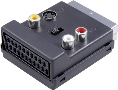 SpeaKa Professional SCART / Cinch / S-Video Y-Adapter [1x SCART-Stecker - 3x Cinch-Buchse, SCART-Buchse, S-Video-Buchse] Schwarz mit Umschalter 0 m (SP-7870356)