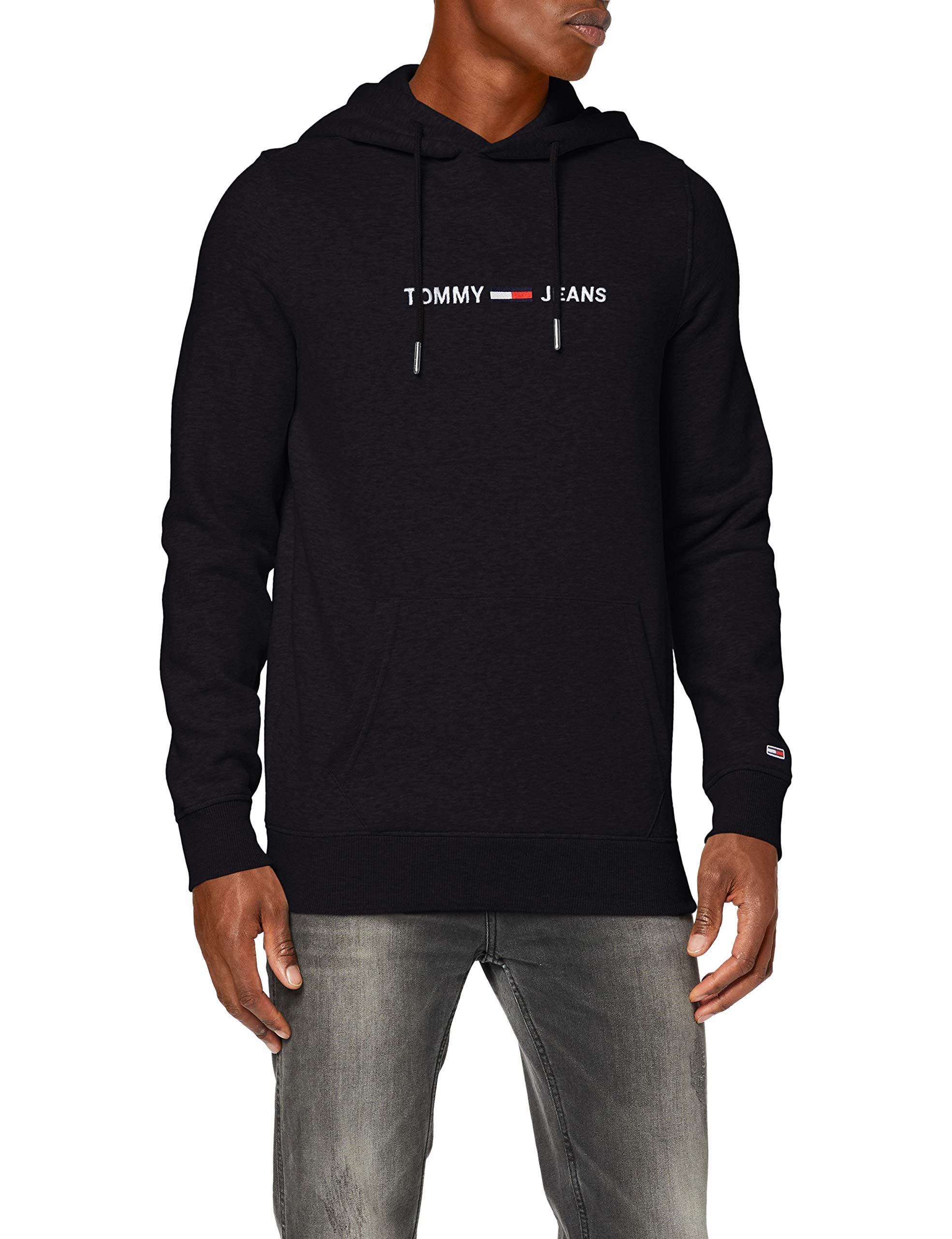 Tommy Jeans Herren TJM Straight Logo Hoodie Pullover, Black, S