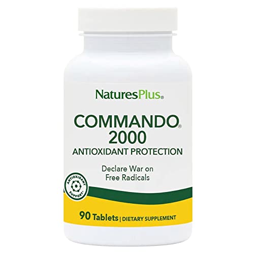 NaturesPlus Commando® 2000 Antioxidantien Komplex - Hochdosiert mit Astragalus (90 Tabletten) - Vitamin C, E, Selen, Zink