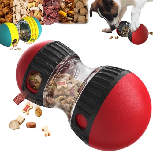 Wjfrnk Schönes interaktives Hundespielzeug und Hunde-Puzzle-Spielzeug, perfekte Alternative zu langsamen Fressnäpfen, um das Verdauungssystem von Haustieren zu verbessern, Leckerli-Spender (rot)