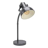 EGLO Tischlampe Lubenham, 1 flammige Vintage Tischleuchte im Industrial Design, Retro Nachttischlampe aus Stahl, Farbe: Nickel matt, creme, Fassung: E27, inkl. Schalter