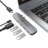 FOLODA USB C Hub Adapter für MacBook Pro / Air M1 2020/2019/2018, 6 in 2 USB-C, 4K@60Hz HDMI und 4K@30Hz HDMI, USB-C Aufladen, 3*USB 3.0, Typ C Hub für MacBook Pro Air 13" 15" 16"