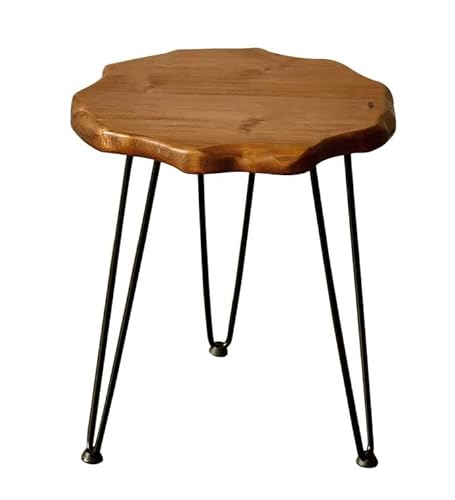 Massivholz Beistelltisch aus Kiefernholz 45 cm - rund - Holz Tisch mit natürlichen Tischkanten - Sofatisch Couchtisch Nachttisch Dekotisch Blumentisch massiv handgefertigt