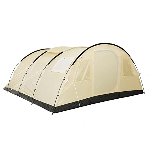 CampFeuer Tunnelzelt Caza Zelt für 6 Personen | riesiger Vorraum, 5000 mm Wassersäule | vernähter Boden und versiegelte Nähte | Campingzelt Familienzelt