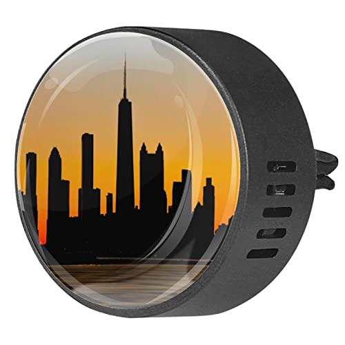 Quniao Silhouette of Buildings 2PCS Custom Car Aromatherapy Air Freshener Diffuser Car Fragrance Diffuser Locket Car Diffuser Vent Clip Apply for Car, Office, Kitchen