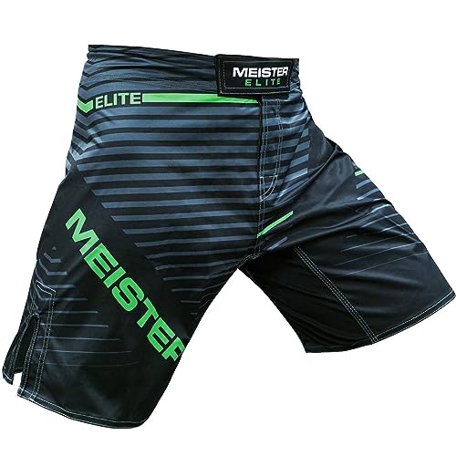 Meister Elite Flex Fighter Board Shorts for MMA Training and Gym Workouts - Livewire Green - X-Large (36-37)