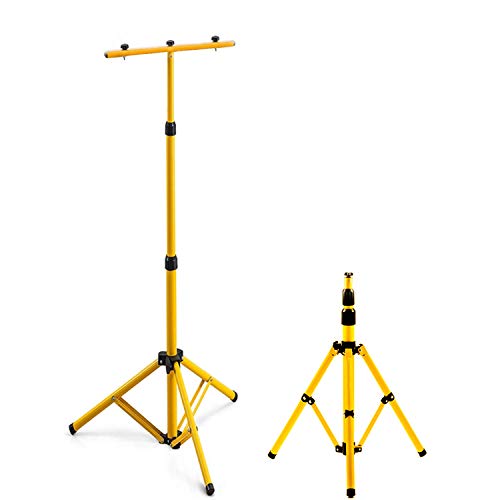 EINFEBEN Stativ für Baustrahler, Teleskop Stativ, Gelb, Höhenverstellbar Strahler StahlStativ, Trägerteil für 2 or 3 Strahler