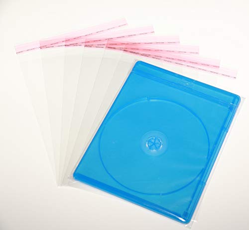 500 St. Schutzhüllen für 6 mm Blu-ray Box, glasklar, verschließbar mit Klappe und Adhäsionsverschluss 143 x 174 mm + 32 mm