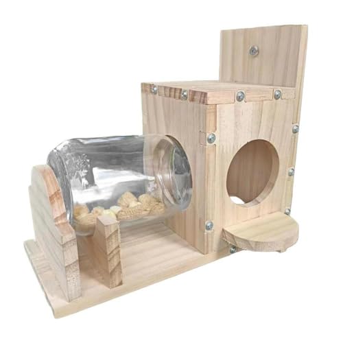 Biwwubik Futterbox für Eichhörnchen, haltbarer Futterbehälter, Tiernahrung Lagerung Werkzeuge, Holz Eichhörnchen, Vogelfutter und Eichhörnchen