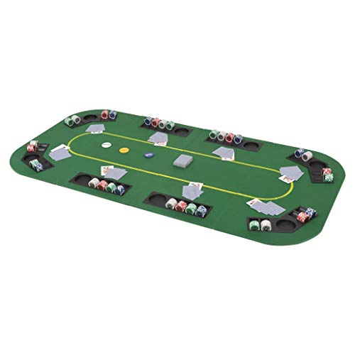 SOULONG Klappbarer Poker-Tisch, Poker-Tischplatte für 8 Spieler, Profi-Spielmatte, rechteckig, Grün, 160 x 80 cm
