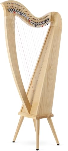 Classic Cantabile H-22LG Keltische Harfe 22 Saiten - Celtic Harp mit 22 Saiten und Füßen - In Es-Dur - Mit Premium-Halbtonmechanik - Eschenholz - Inkl. Tasche und 2 Stimmschlüssel - Höhe: 106,5 cm