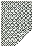 NORTHRUGS Outdoor Teppich Nizza-Wendeteppich Wetterfest Modernes Geometrisches Muster Läufer für Balkon Terrasse Garten Wintergarten Wohnzimmerteppich Wasserfest in Grün Creme, Polypropylen, 80x150cm