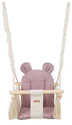Kinderschaukel Babyschaukel Indoor-Schaukel Hängeschaukel Sitzschaukel Hängesitz (Muster: cremefarben, rosa)