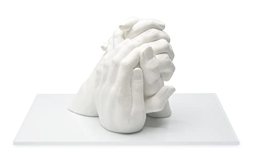 Lucky Hands® Family Abformset Trio | 3D Familien Handabdruck DIY Set für 3 Erwachsenenhände | Gipsabdruck Familie | Auch für Kinder und Jugendliche (Acrylsockel 20 x 30 x 0,5 cm)