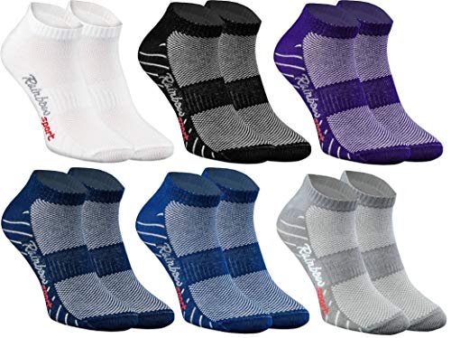 Rainbow Socks - Damen Herren Quarter Sport Socken - 6 Paar - Dunkel - Größen 44-46