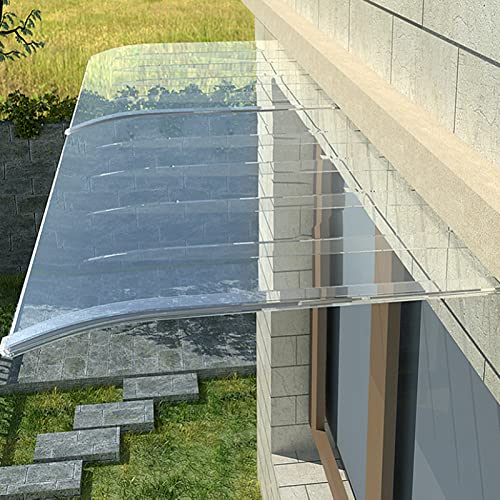 Vordach für Gebogene Fenster und Türen, Regenschutz für die Vorder-/Hintertür der Veranda, unsichtbares Vordach für die Vordertür, transparent/geräuschlos/Kartensteckplatz-Design/verstärkend