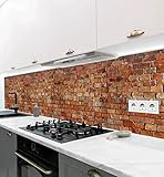 Küchenrückwand mit roten Backsteinen | selbstklebend-Folie | Wandtattoo | Küche | Klebefolie | Tapete-selbstklebend | Küchen Zubehör | Displayhersteller