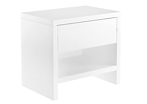 Erst-Holz® Nachttisch Buche weiß Nachtkästchen Bettkommode Nachtschrank mit Schublade 90.20-K39W