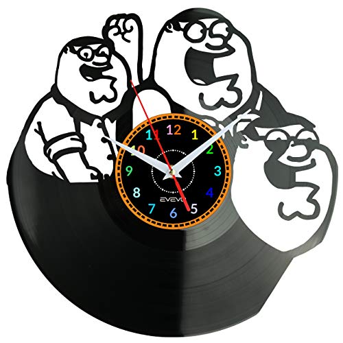 EVEVO Family Guy Wanduhr Vinyl Schallplatte Retro-Uhr groß Uhren Style Raum Home Dekorationen Tolles Geschenk Wanduhr Family Guy
