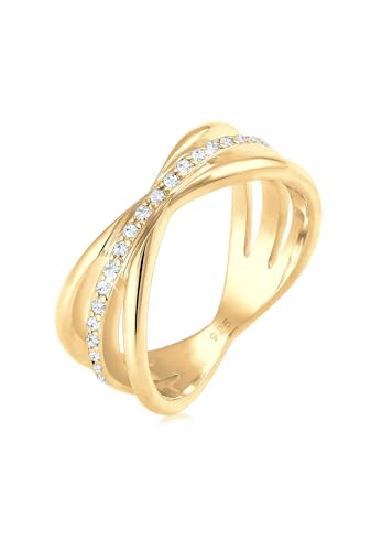 Elli Premium Ring Damen Wickelring Blogger mit Swarovski Kristallen in 925 Sterling Silber