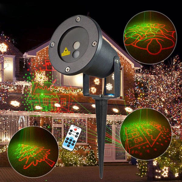 R&G Remote Christmas 8 Pattern Wasserdichte Projektor-Bühnenlicht-Garten-Rasen-Landschaftslampe