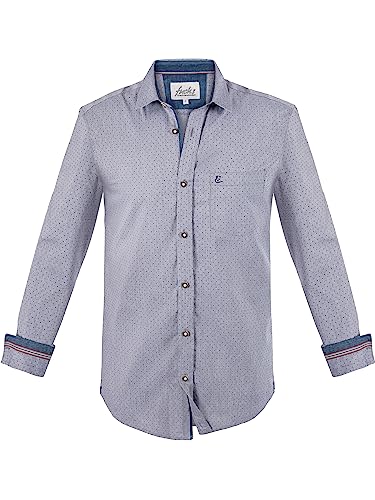Almbock Trachtenhemd | Trachtenhemd elegant in blau Made in Germany | Festliches Hemd für Verschiedene Anlässe Größe L