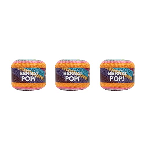 Bernat Pop Pop Art Garn – 3 Packungen mit 141 g – Acryl – 4 Medium (Kamm) – 280 Meter – Stricken/Häkeln