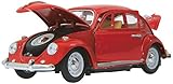 JAMARA 405110 - VW Käfer 1:18 RC Diecast 27MHz - Kultfahrzeug mit Gummi-Bereifung, öffnen von Türen, Motorhaube und Kofferraum, perfekt nachgebildete Details, hochwertige Verarbeitung, rot