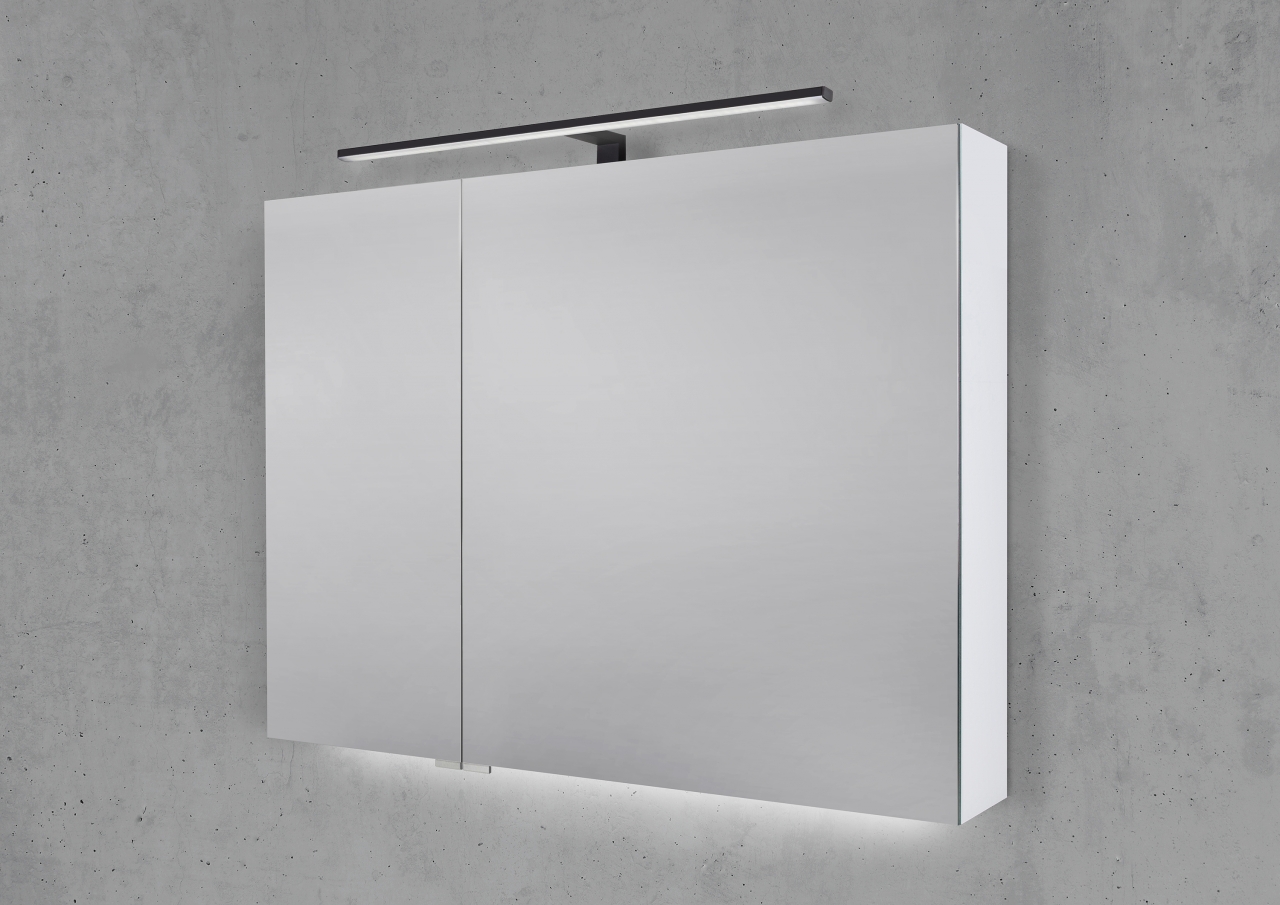 Spiegelschrank 90 cm mit MULTI LED Aufsatzleuchte Beton Anthrazit 2