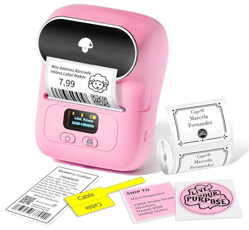 Phomemo M110 EdikettengeräT Labelme-Der Smarte Etiketten Drucker FüR Printerlovers Bluetooth Etikettendrucker Selbstklebend Taschendrucker Beschriftungsmaschine Sticker Aufkleber Drucker Maschine,rosa