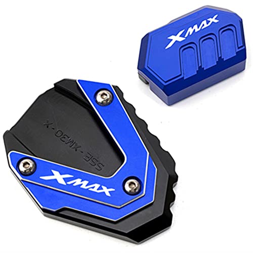 TEAUSA XMAX300 Passend for Yamaha Xmax X-MAX 125 250 300 400 Motorradständer CNC-Seitenständer Vergrößern Verlängerungspolster Stützsäule Hilfs (Size : A Set Blue)