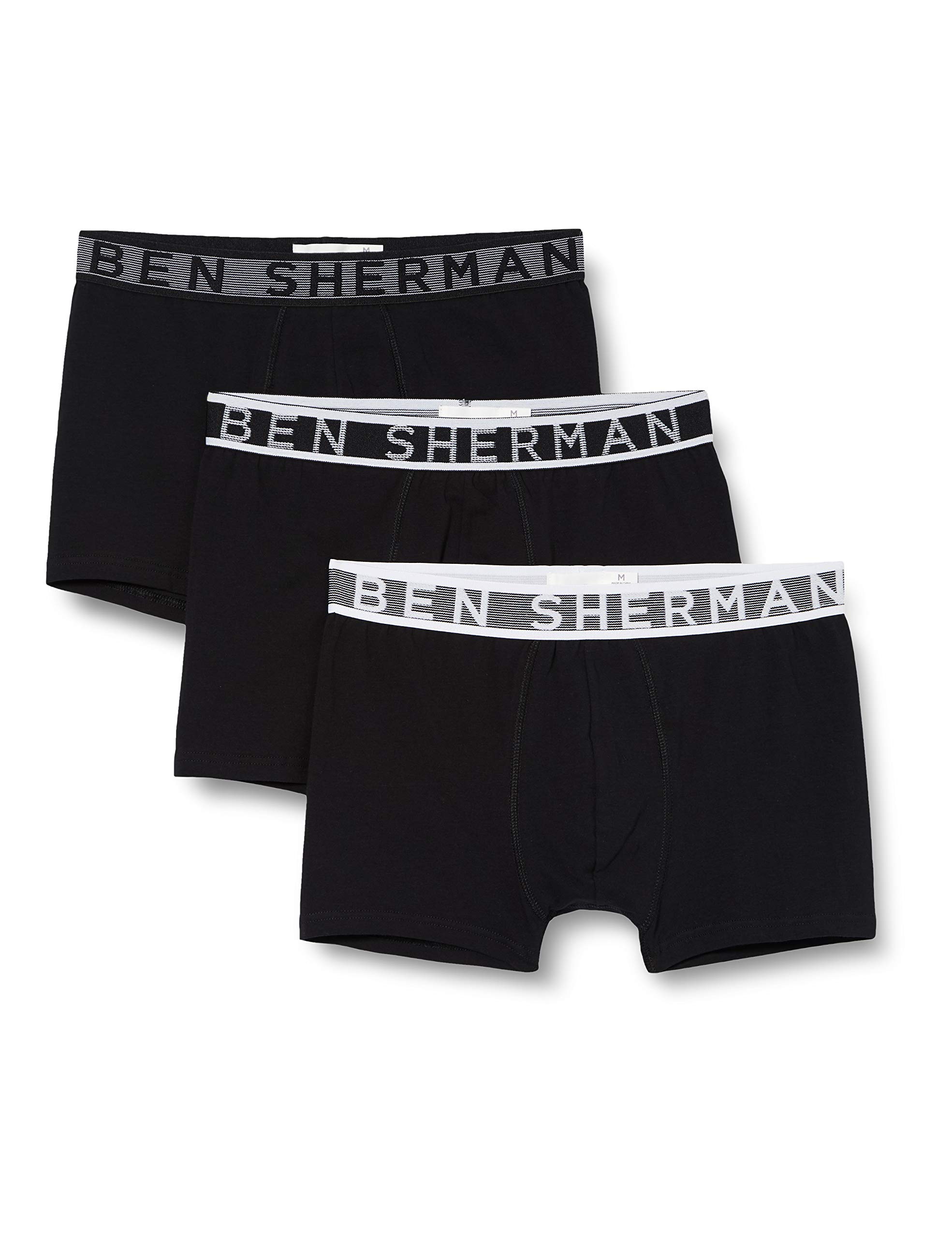 Ben Sherman Herren Bray Boxershorts 3er Pack, Schwarz, Größe S