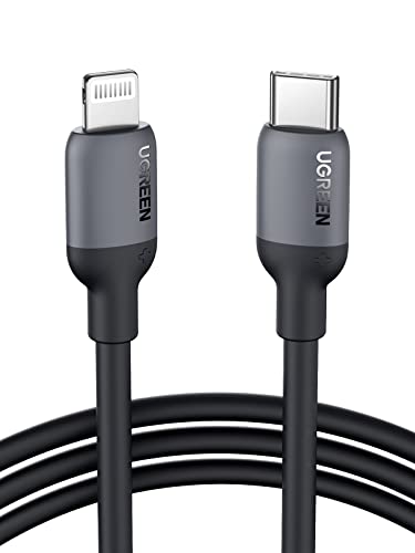 UGREEN USB-C auf Lightning Kabel 1M MFi Geprüft Power Delivery Lightning Ladekabel USB Typ C Silikagel kompatibel mit iPhone 13, 12, 11, XR, XS, X, iPad 2021 2020, AirPods Pro, AirPods Max (Schwarz)