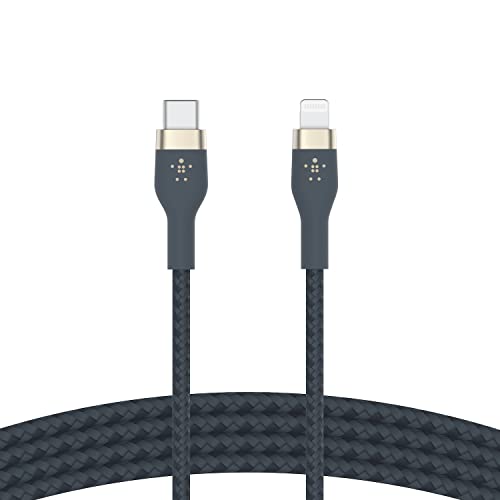 Belkin BoostCharge Pro Flex geflochtenes USB-C/Lightning-Kabel, 1 m, MFi-zertifiziert, 20 W, zum Schnellladen mit PD Power Delivery für Geräte wie iPhone 14/14 Plus, 13, 12, Pro, Max, mini – Blau