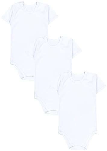 TupTam Kinder Unisex Kurzarm Body Baumwolle 3er Set, Farbe: Weiß, Größe: 110