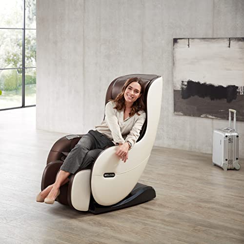 WELCON Massagesessel EASYRELAXX in beige braun mit Wärmefunktion Automatikprogramme Knetmassage Klopfmassage Rollenmassage Airbagmassage Kompression Sessel Massagestuhl