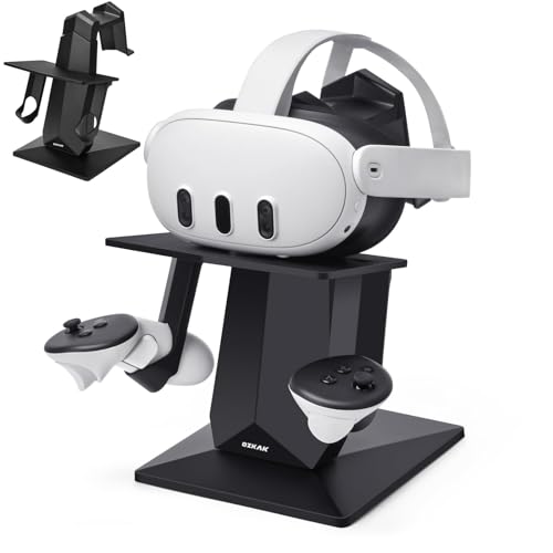 VR Halterung kompatibel mit Quest 2/Quest 1/Rift/Rift S/PSVR 2/PICO 4/HTC Vive/Vive Pro/Indexventil/Quest 2 Zubehör, VR Kopfhörer und Controller VR Stand (schwarz)
