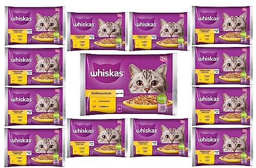 Whiskas Senior 7+ Nassfutter für Katzen in Gelee mit Huhn, Truthahn, 52 Portionsbeutel, 13x4x85g, Hochwertiges Nassfutter für ältere Katzen
