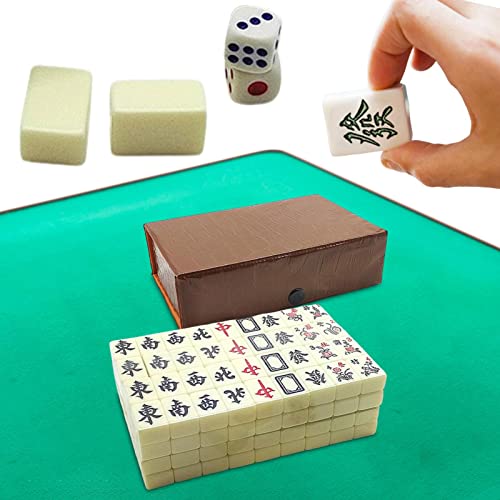 Tytlyworth Mahjong-Set in Reisegröße | Mah Jongg Set mit 144 Kacheln,Reisegröße Majiang mit Aufbewahrungsreserve Mahjong-Fliesen, Würfel, klassisches Majong-Reisespiel-Partyzubehör